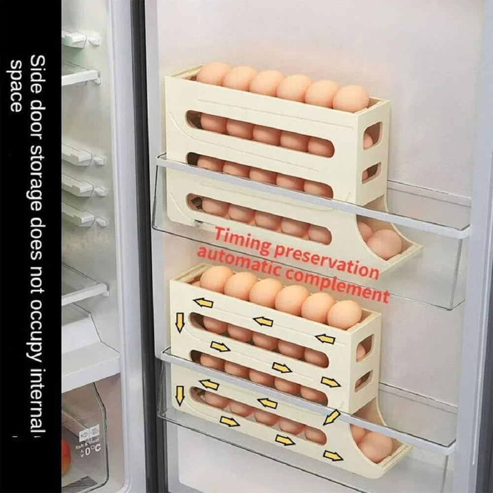 Refrigerator egg rack rolling