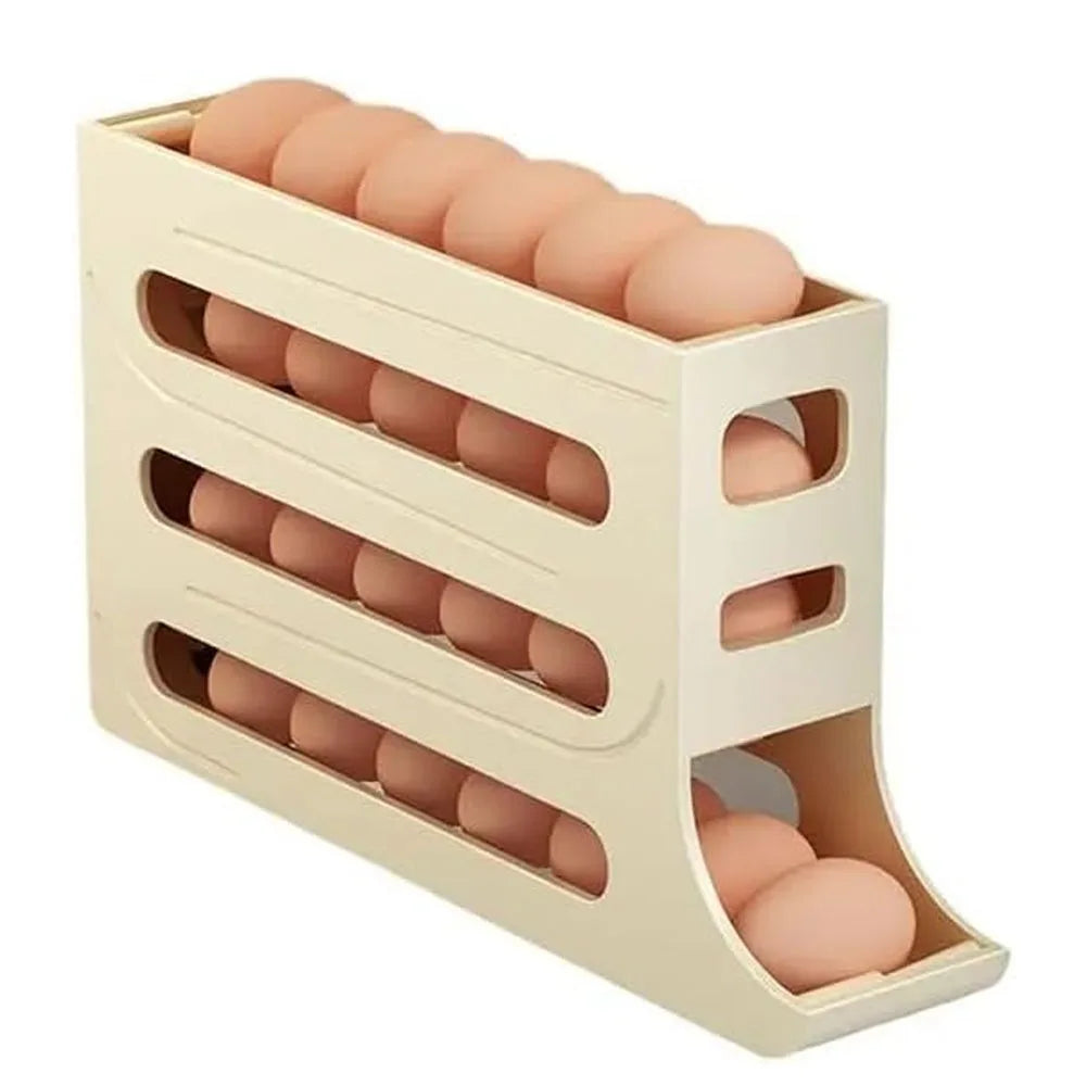 Refrigerator egg rack rolling