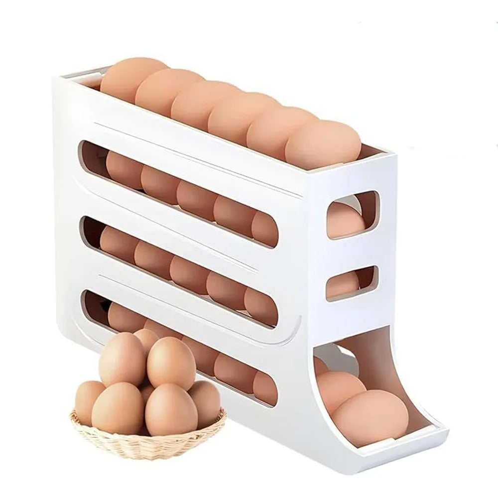 Refrigerator egg rack rolling