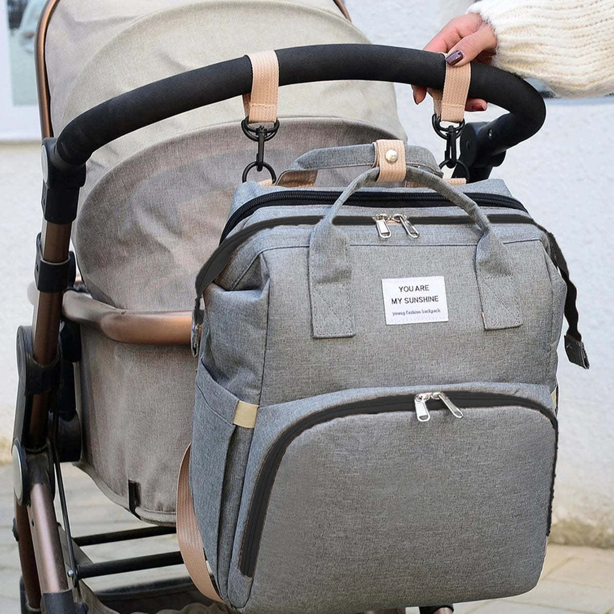 Bolsa de pañales plegable para cama con bolsillo aislante para cambiador y gran capacidad Multifuncional