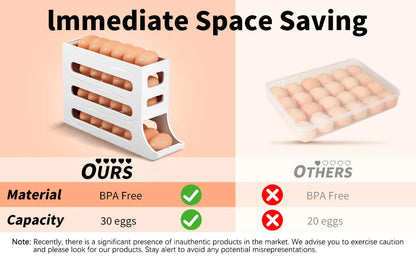 Refrigerator egg rack rolling