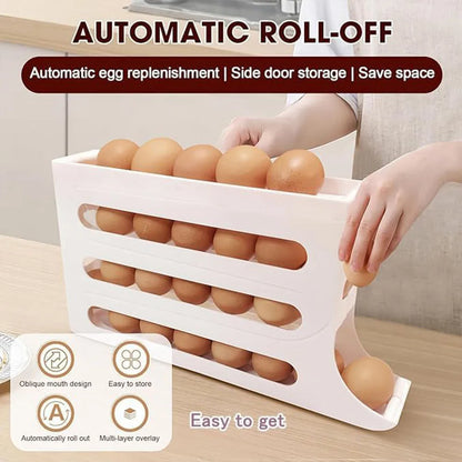 Refrigerator egg rack rolling