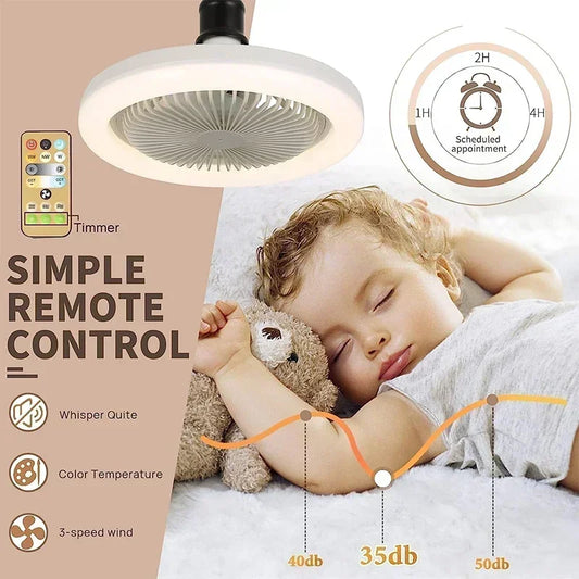 Ceiling fan with remote control and light