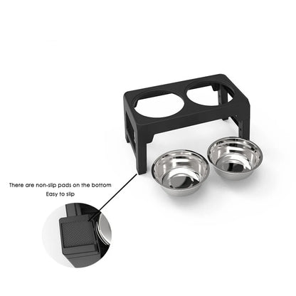 Adjustable Raised Dog Feeder with Double Stainless Steel Bowls